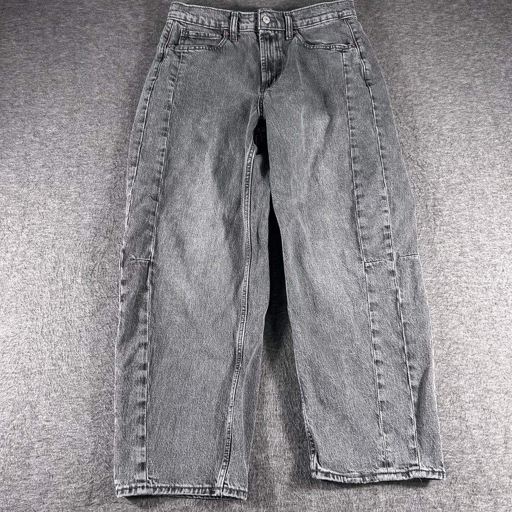 Old Navy Womens High Waisted Barrel Leg Ankle Jeans Size 10 Gray Wash Denim